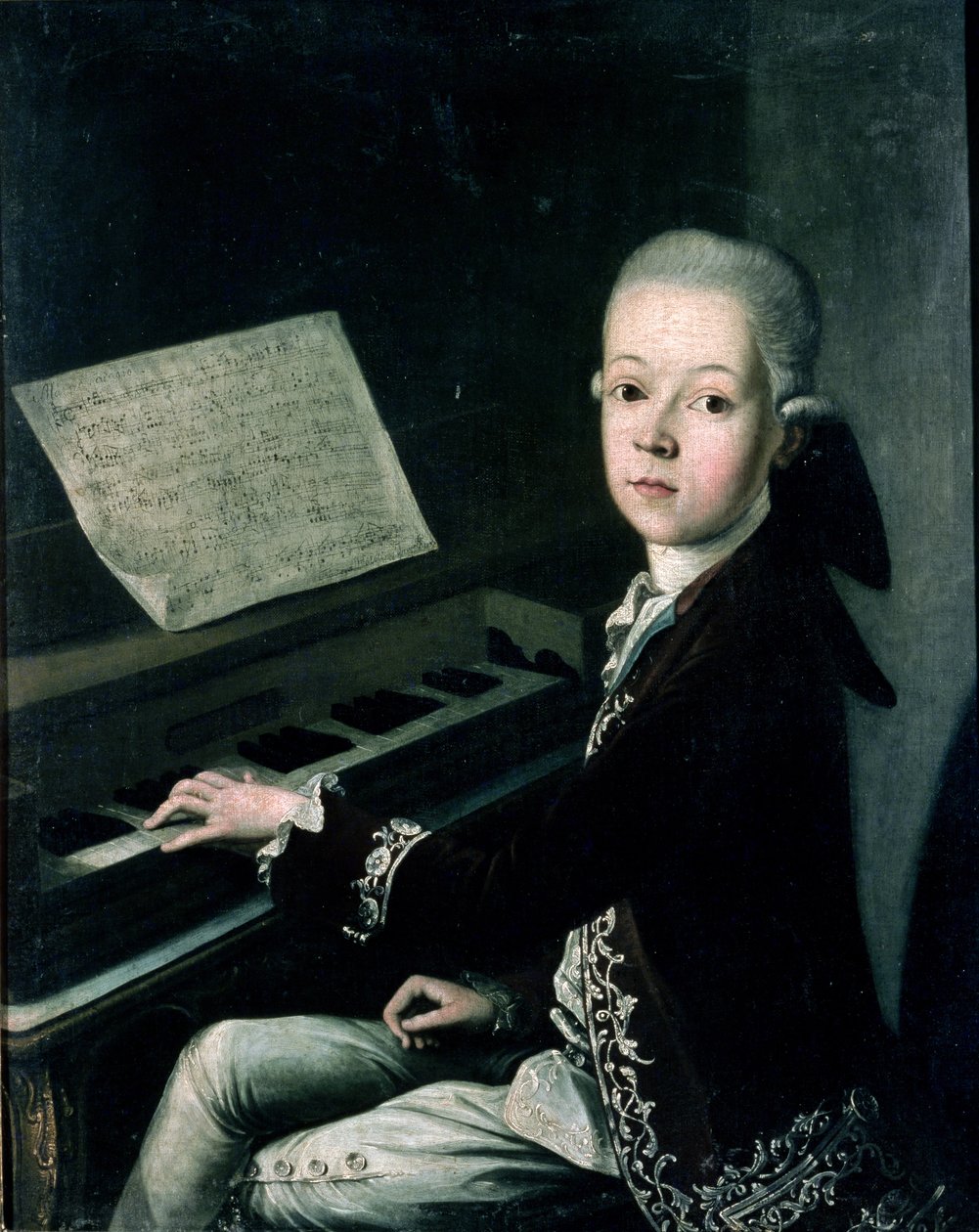 Portrét Carla Grafa Firmiana u klavíru, dříve považován za Wolfganga Amadea Mozarta (1756-91) od Franz Thaddaus Helbling