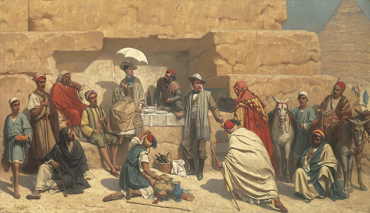 Oběd na úpatí pyramid, Gizeh od Franz Vinck