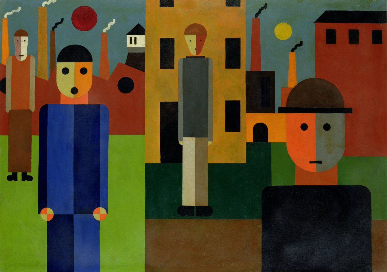 Továrny, 1926 (olej na kartě) od Franz W. Seiwert