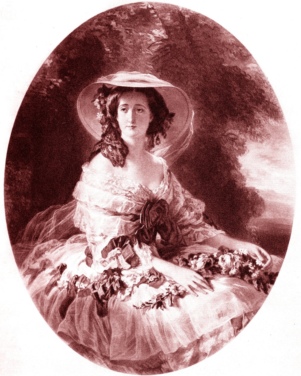 Paní Evženie (1826-1920) (Evženie z Montijo), manželka Napoleona III. Rytina Augusta Adriena Jouanina (Jouannin) (1806-1887) od Franze Xavera Winterhaltera (1805-1873) - 1930 od Franz Xaver (after) Winterhalter