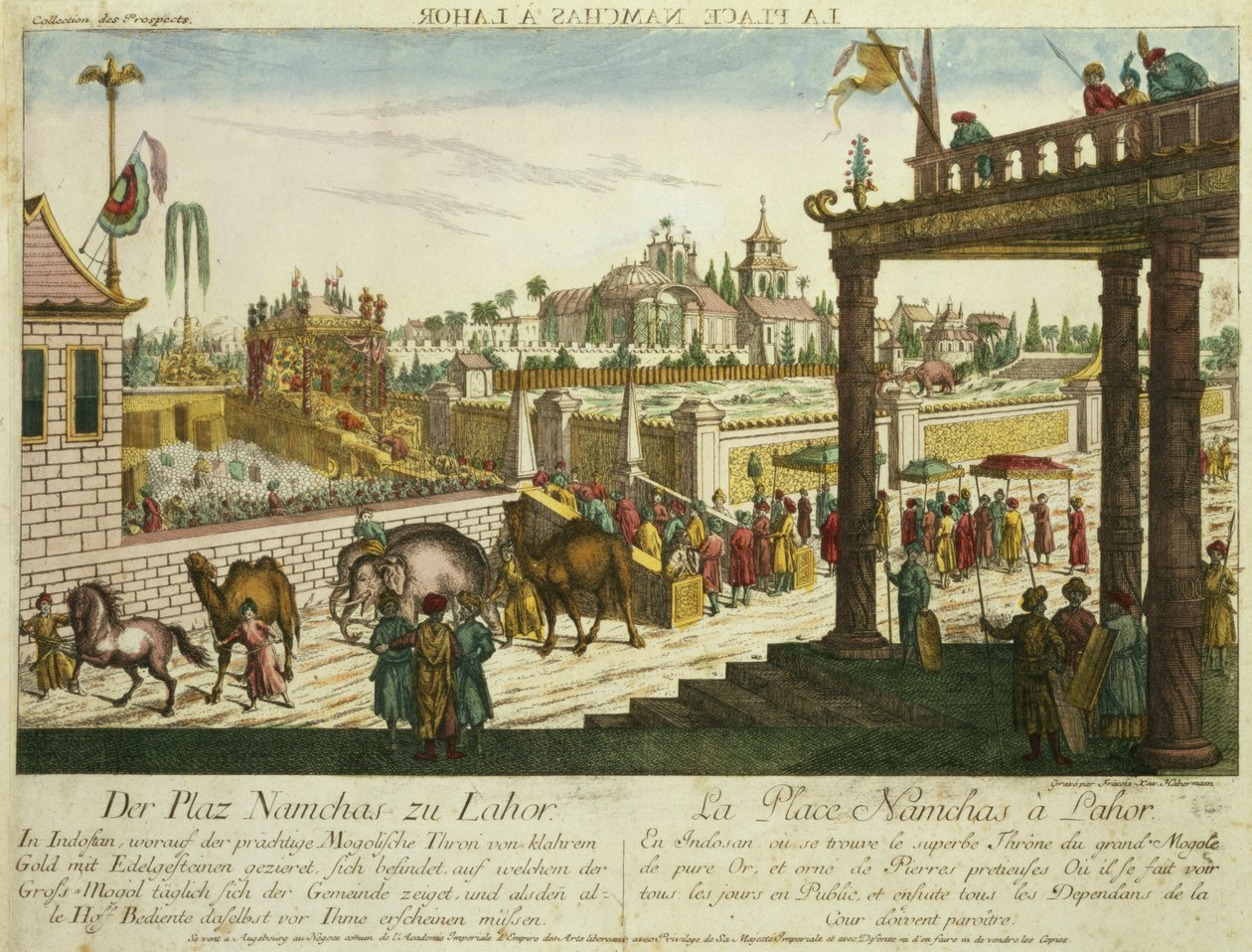 Namchas Place v Lahore, ukazující zlatý trůn Velkého Mogula, Pákistán (akvatinta) od Franz Xaver Habermann
