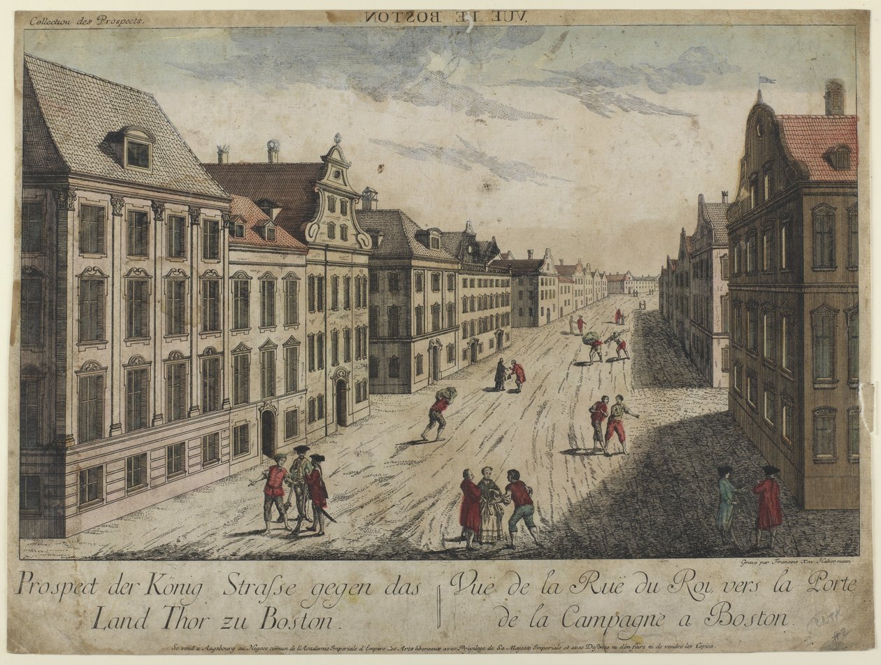 Pohled na Rue du Roi - Boston (1776) od Franz Xaver Habermann