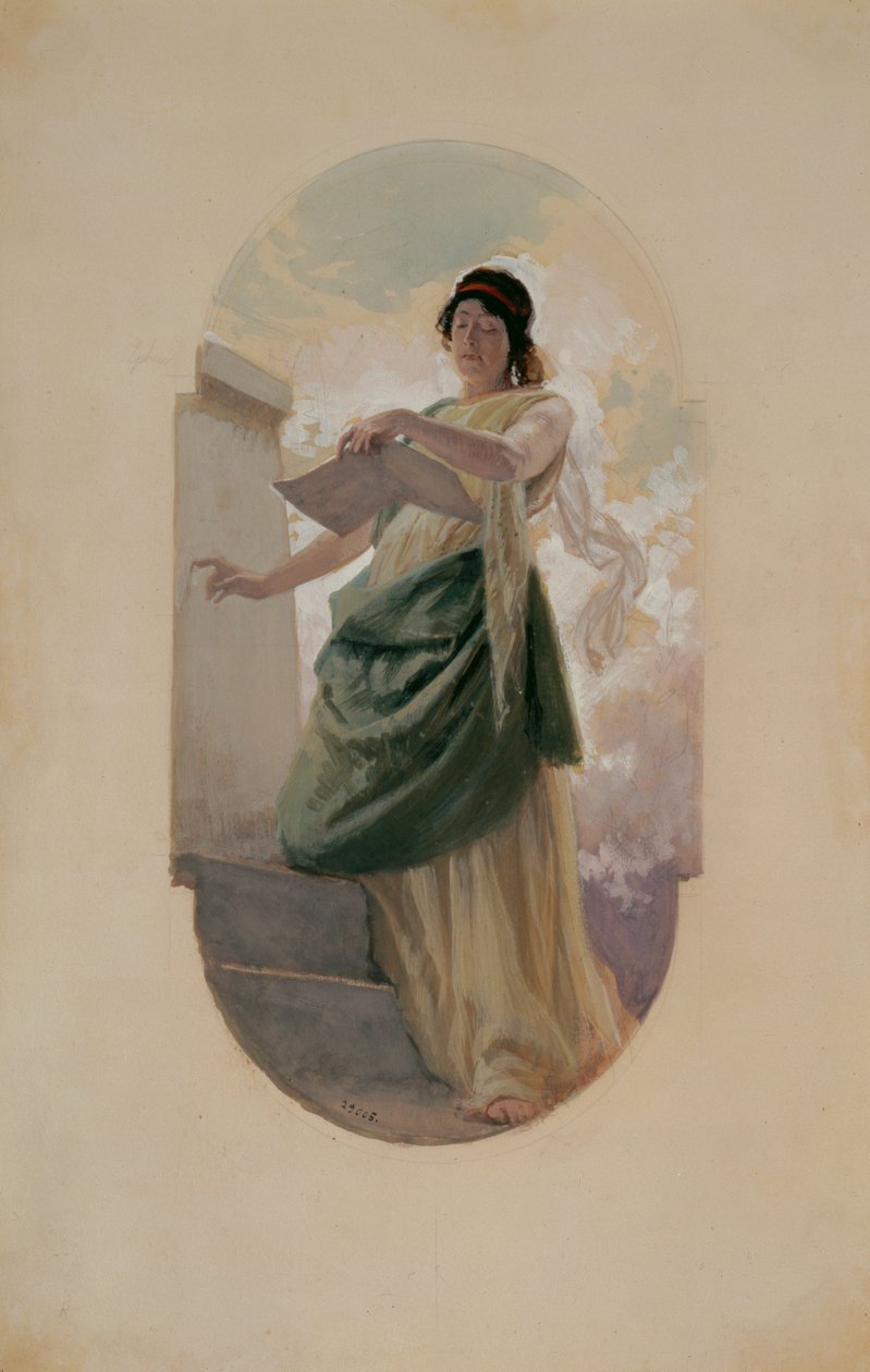 The Epigram, studie, 1890 (tužka, wc) od Franz Xaver Simm