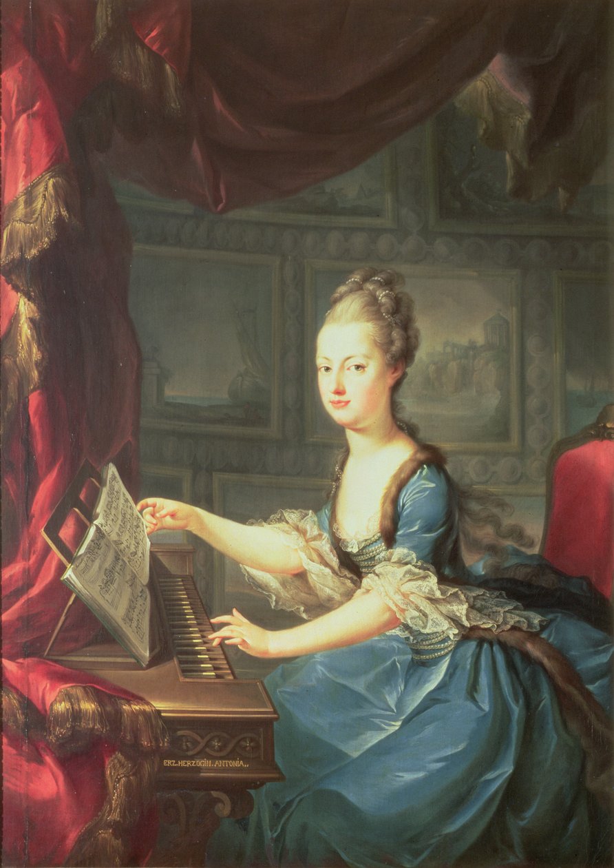 Arcivévodkyně Marie Antoinetta Habsbursko-Lothringenská (1755-93) na špagátě, patnácté dítě rakouské císařovny Marie Terezie (1717-80) a císaře Františka I. (1708-65), manželka francouzského krále Ludvíka XVI. od Franz Xaver Wagenschon