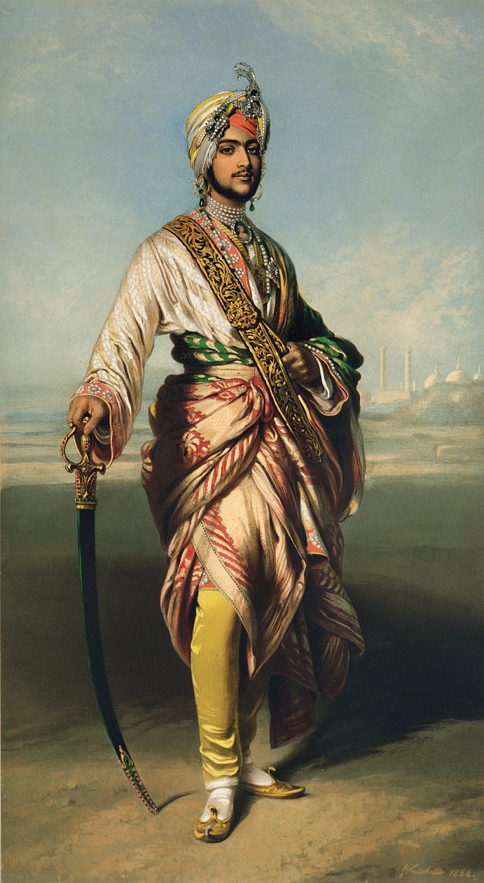 Duleep Singh, Maharajah of Lahore (1838-93), 1854 litografoval R.J. Lane (litografie) od Franz Xaver Winterhalter