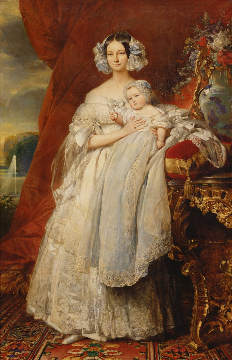 Helene-Louise de Mecklembourg-Schwerin, vévodkyně z Orleans (1814-58) se svým synem hrabětem z Paříže (1838-94) 1839 (olej na plátně) od Franz Xaver Winterhalter