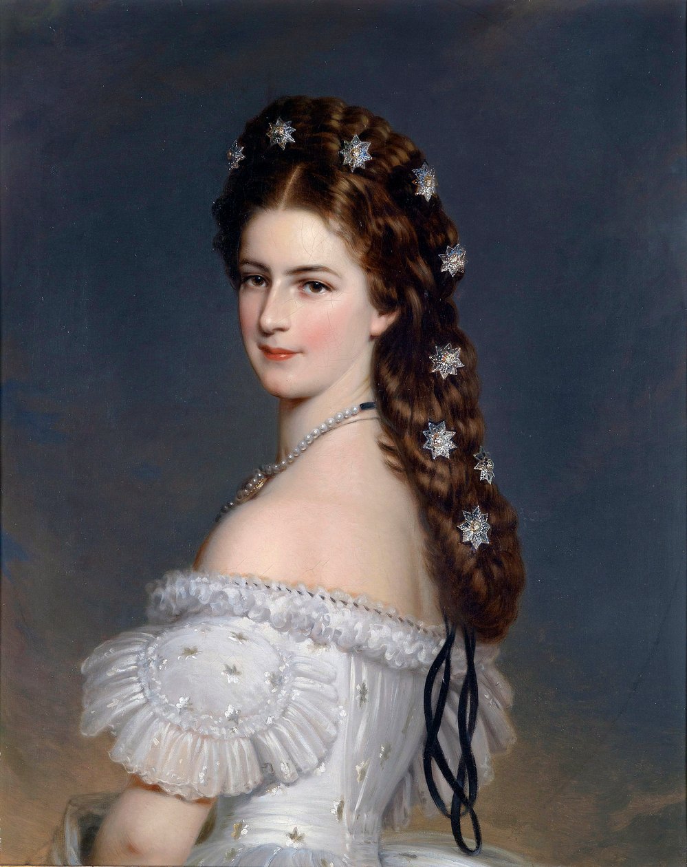 ""Portrét Alžběty z Wittelsbachu (1837-1898) (sissi nebo sisi), rakouské císařovny (1854-1898) a uherské královny (1867-1898)"" Obraz Franze Xaviera Winterhaltera (1805-1873) kolem roku 1860 sbírka od Franz Xaver Winterhalter