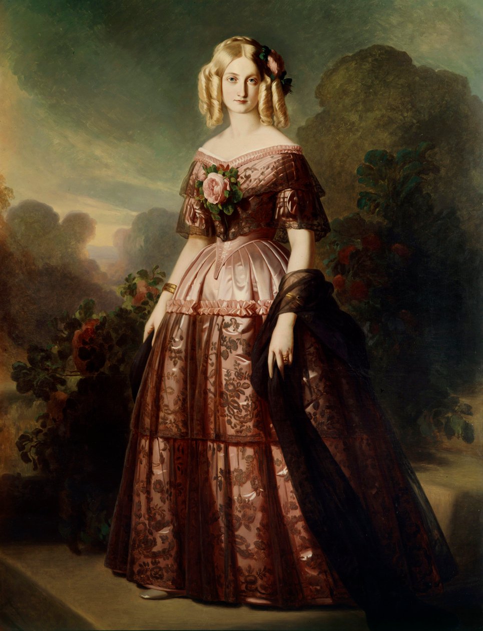 Celovečerní portrét Marie Caroline Auguste de Bourbon Salerno, vévodkyně z Aumale od Franz Xaver Winterhalter