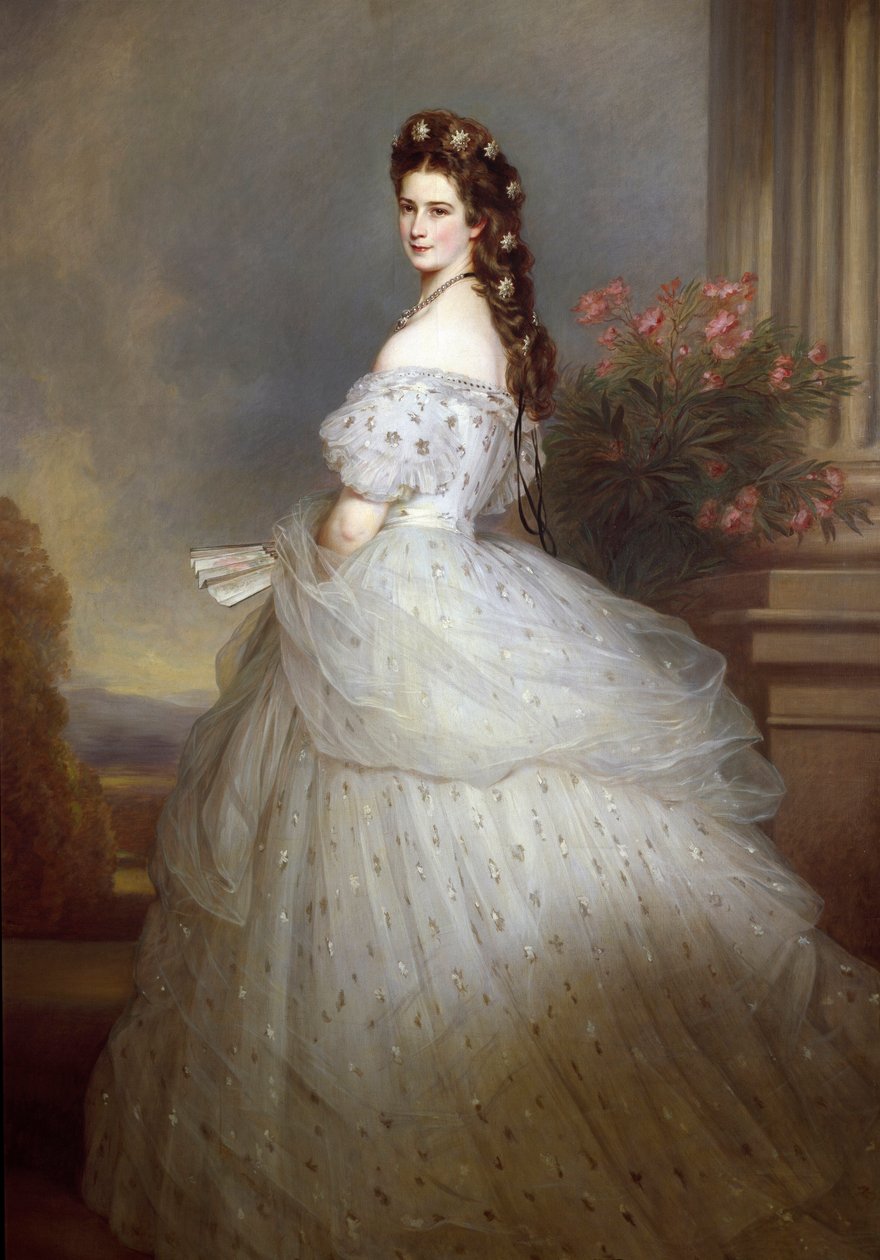 Portrét Elisabeth de Wittelsbach (1837-1898) (sissi), císaře rakouského (1854-1898) a královny Maďarska (1867-1898) Obraz Franze Xavera Winterhaltera (1806-1873) od Franz Xaver Winterhalter