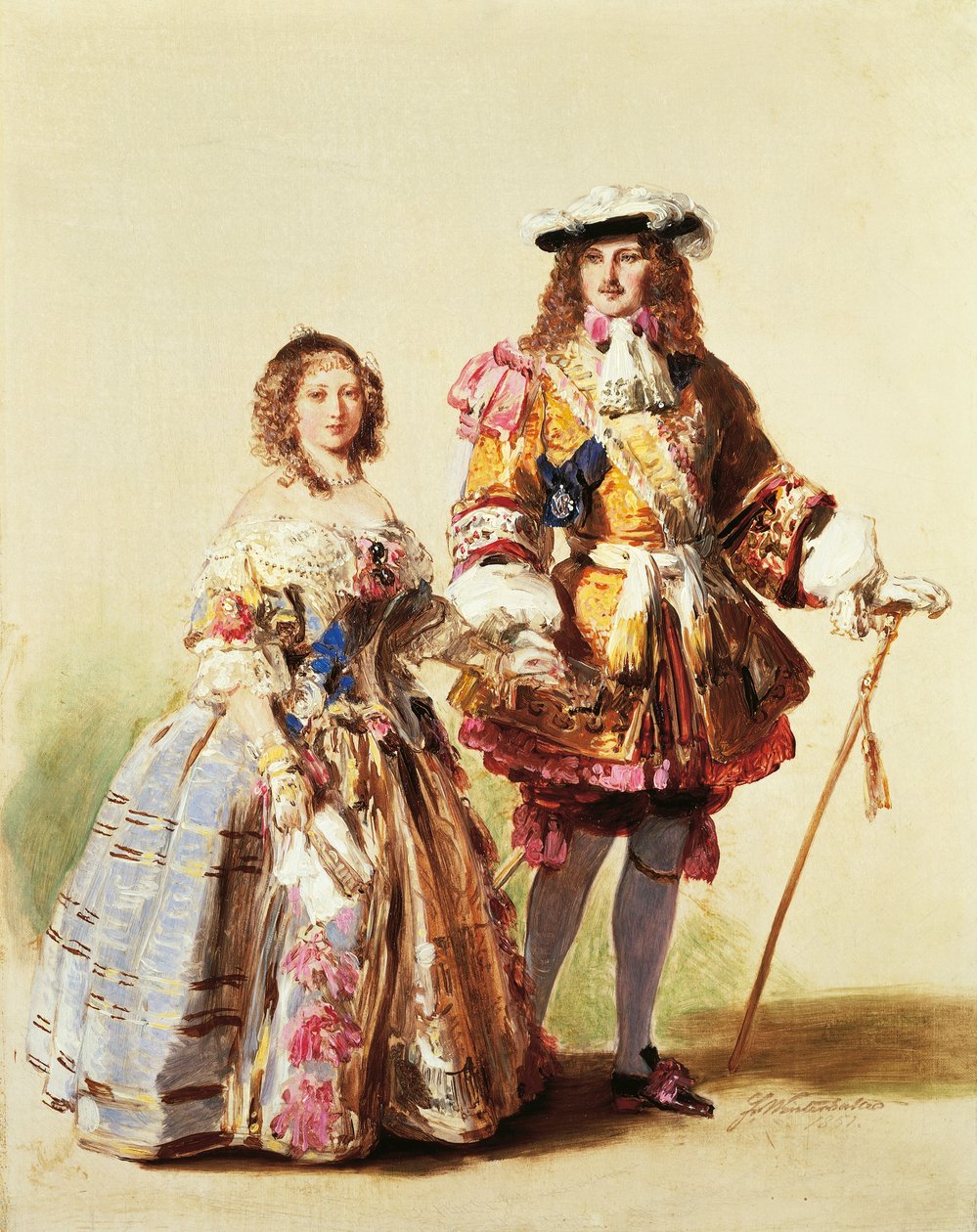 Královna Viktorie a princ Albert na svém plese v roce 1851 v šatech Obnovy, obraz od Franze Xavera Winterhaltera (1805-1873) od Franz Xaver Winterhalter