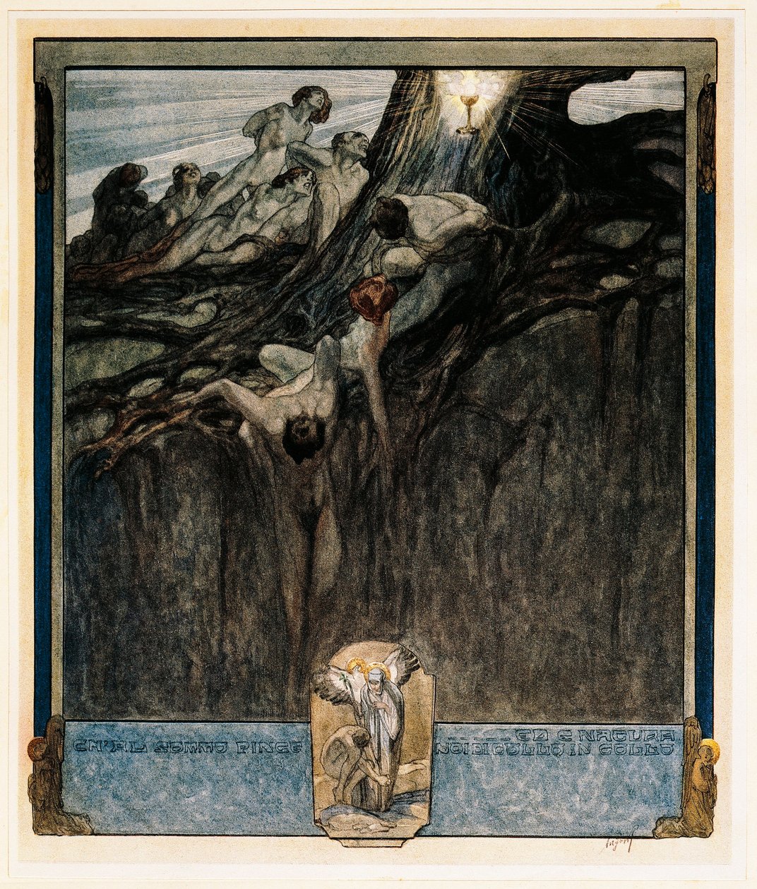 Rakousko, Vídeň, Ilustrace Božské komedie Danteho Alighieriho (Nebe, Píseň IV) od Franze von Bayrose od Franz von (1866 1924) Bayros