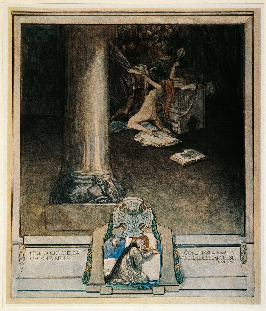 Rakousko, Vídeň, Ilustrace Božské komedie Danteho Alighieriho (Peklo, Píseň XVIII) od Franze von Bayrose od Franz von (1866 1924) Bayros