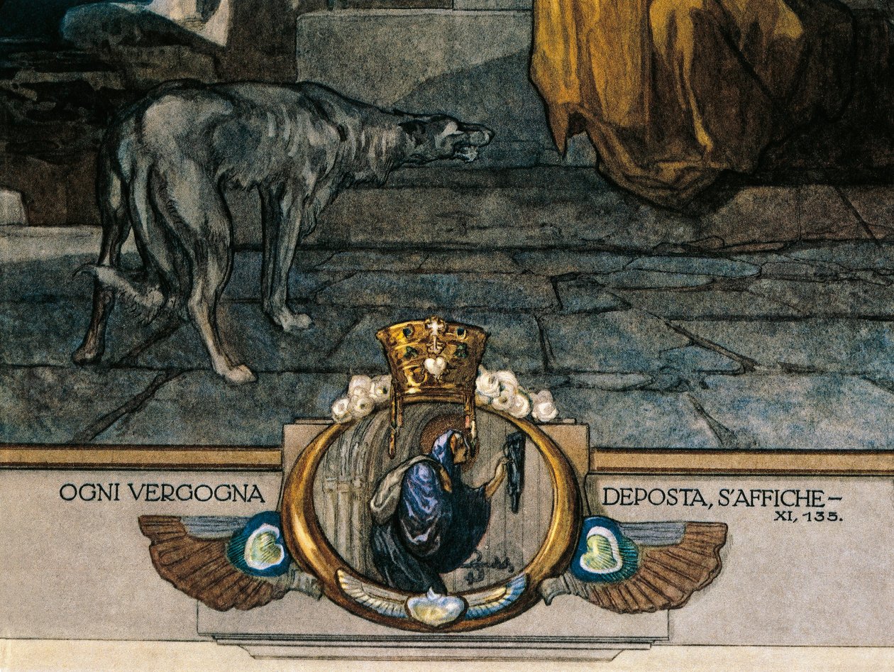 Rakousko, Vídeň, Ilustrace Božské komedie Danteho Alighieriho (Očistec, Píseň XI) od Franze von Bayros, detail od Franz von (1866 1924) Bayros