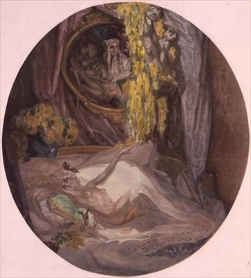Žena na posteli od Franz von Bayros (1866 1924)