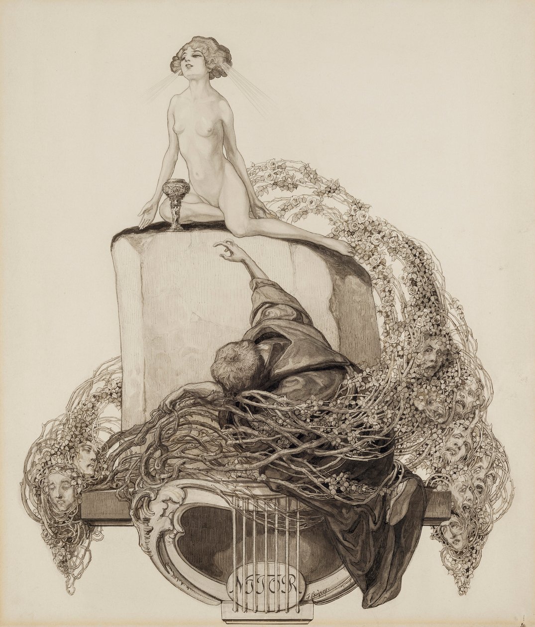 Ex Libris Walther a Amelia Fahrenhorstová od Franz von Bayros