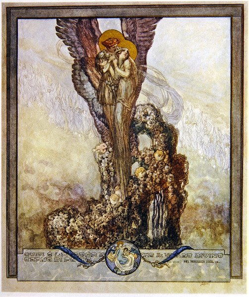 Ilustrace z Dantes Božské komedie, ráj, Canto XXIII, 1921 (wc na papíře) od Franz von Bayros