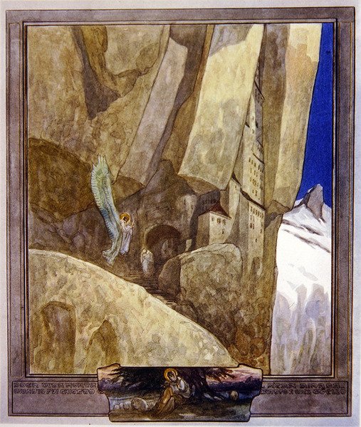 Ilustrace z Dantes Božské komedie, ráj, Canto XXI, 1921 (wc na papíře) od Franz von Bayros