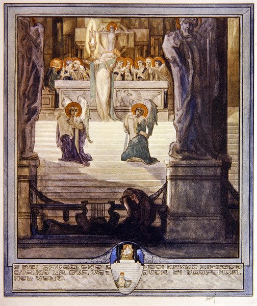 Ilustrace z Dantovy Božské komedie, Paradiso, Canto XXVIII, 1921 (wc na papíře) od Franz von Bayros