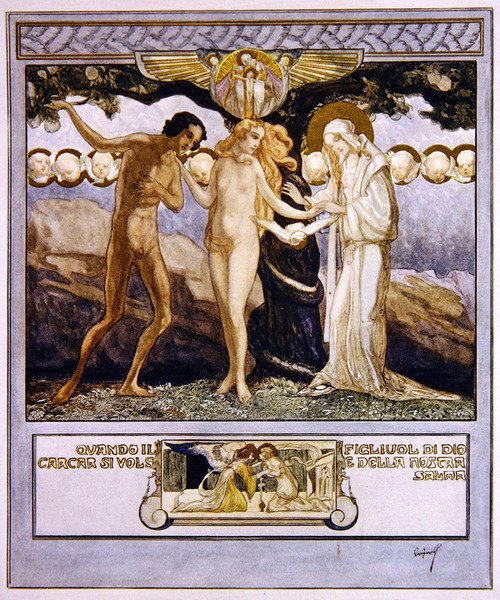 Ilustrace z Dantes Božské komedie, ráj, Canto XXXII, 1921 (wc na papíře) od Franz von Bayros