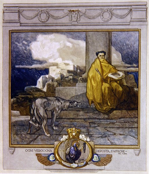 Ilustrace z Dantovy Božské komedie, Očistec, Canto XI: 135, 1921 (wc na papíře) od Franz von Bayros