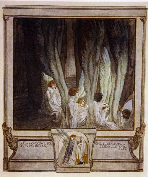Ilustrace z Dantesova Božská komedie, Očistec, Canto XXI: 62, 1921 (wc na papíře) od Franz von Bayros