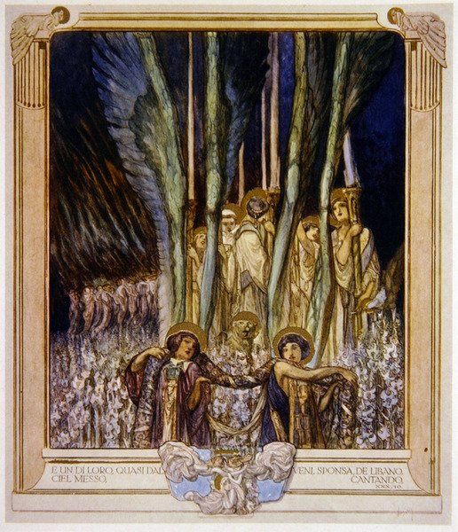 Ilustrace z Dantovy Božské komedie, Očistec, Canto XXX: 10, 1921 (wc na papíře) od Franz von Bayros