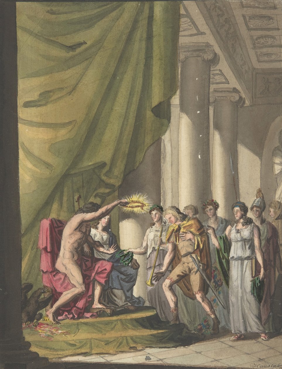 Alegorie vítězství: Korunování vojáka Laurelsem, ca. 1814. od Franz von Hauslab
