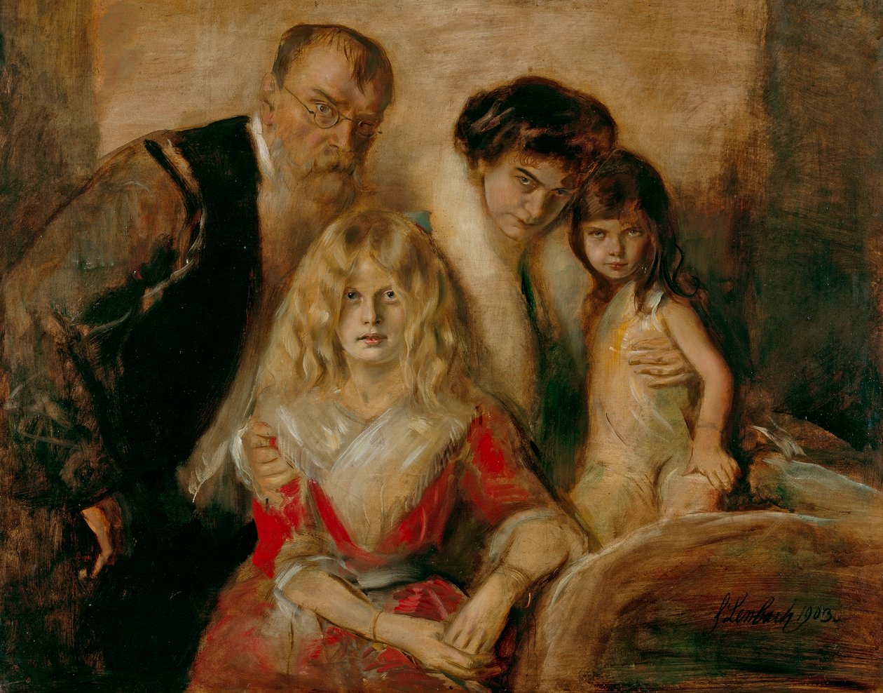 Franz von Lenbach s manželkou a dcerami od Franz von Lenbach