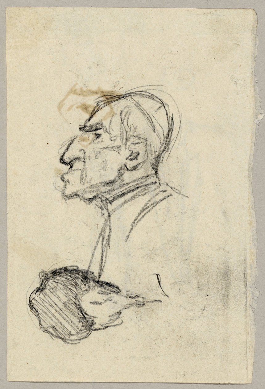 Portrétní studie kardinála, verso: mezek při pohledu zezadu (?) od Franz von Lenbach