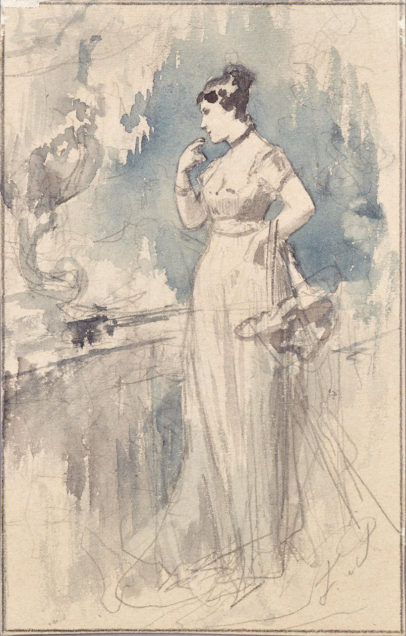 Lady in langem Kleid od Franz von Persoglia