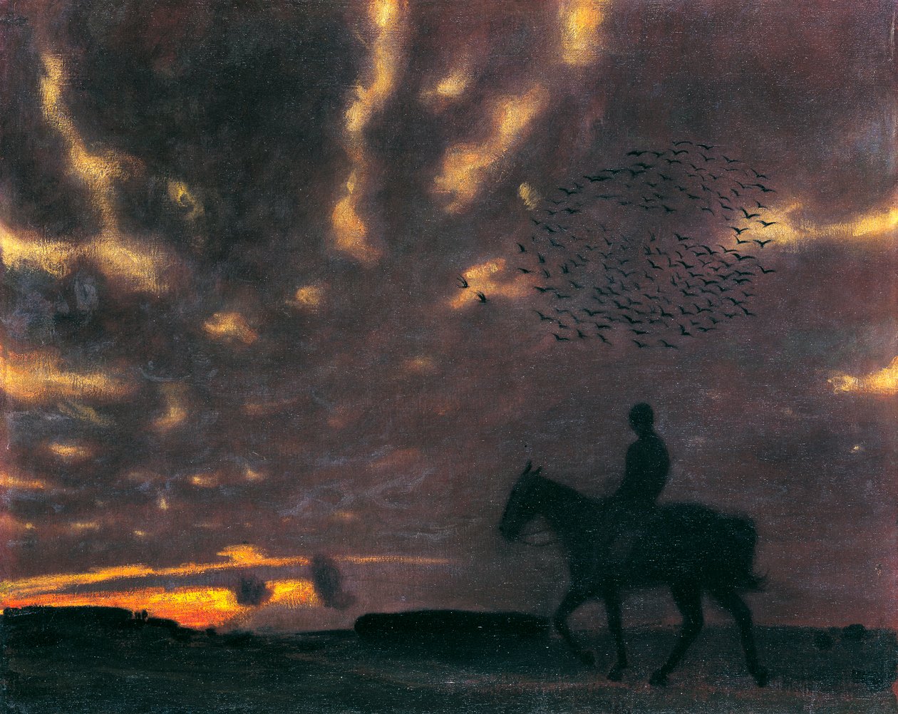 Podzimní večer s jezdcem od Franz von Stuck