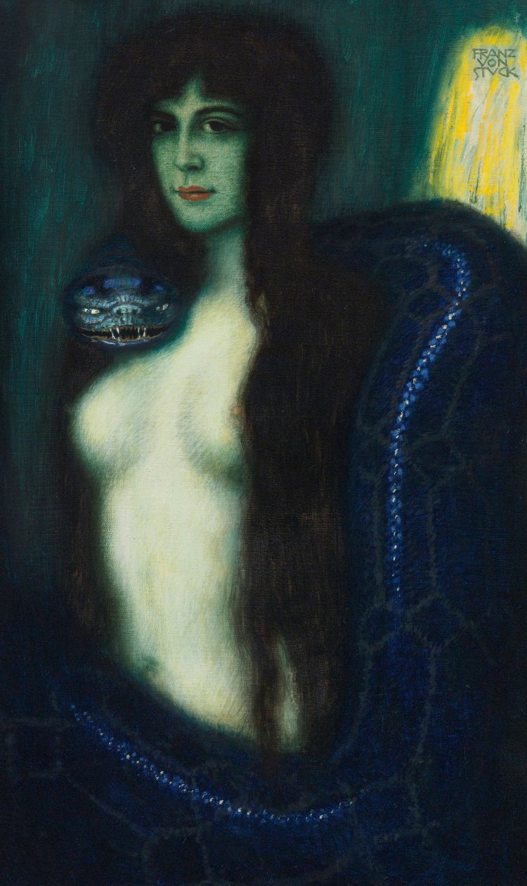 Le peche - The Sin par Stuck, Franz, Ritter von (1863-1928). Olej na plátně, rozměr : 90,2x53,3, , Soukromá sbírka od Franz von Stuck