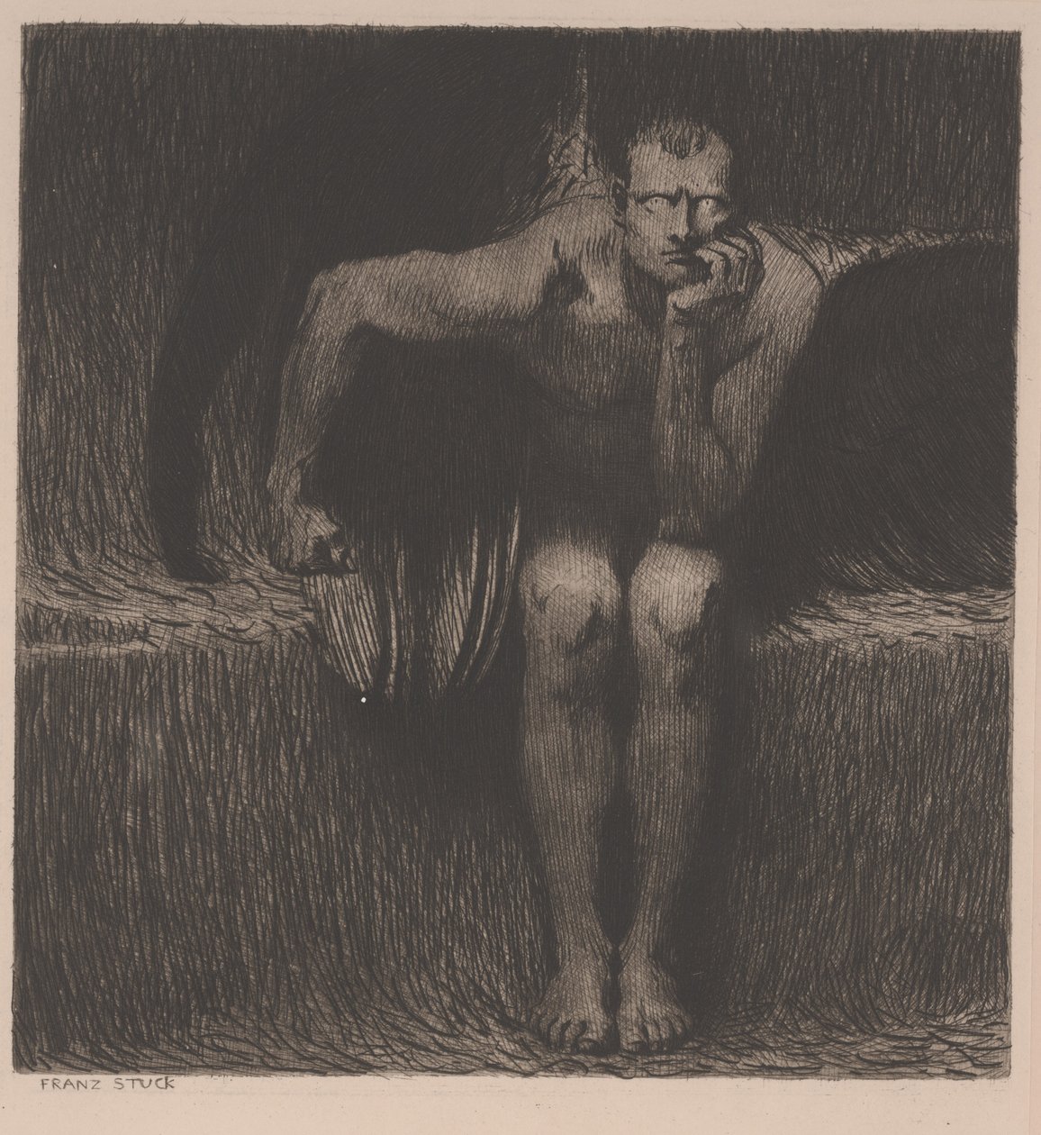 Lucifer, kolem roku 1890 (lept) od Franz von Stuck