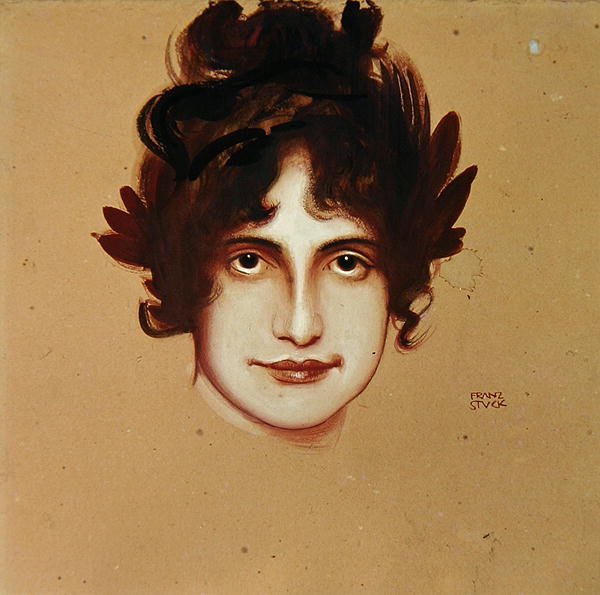 Portrét ženy, kolem roku 1896 (olej na papíře) od Franz von Stuck