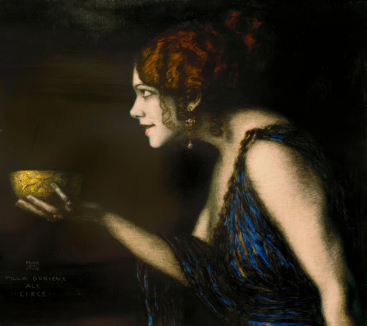 Tilla Durieux jako Circe / F. v. Uvízl od Franz von Stuck