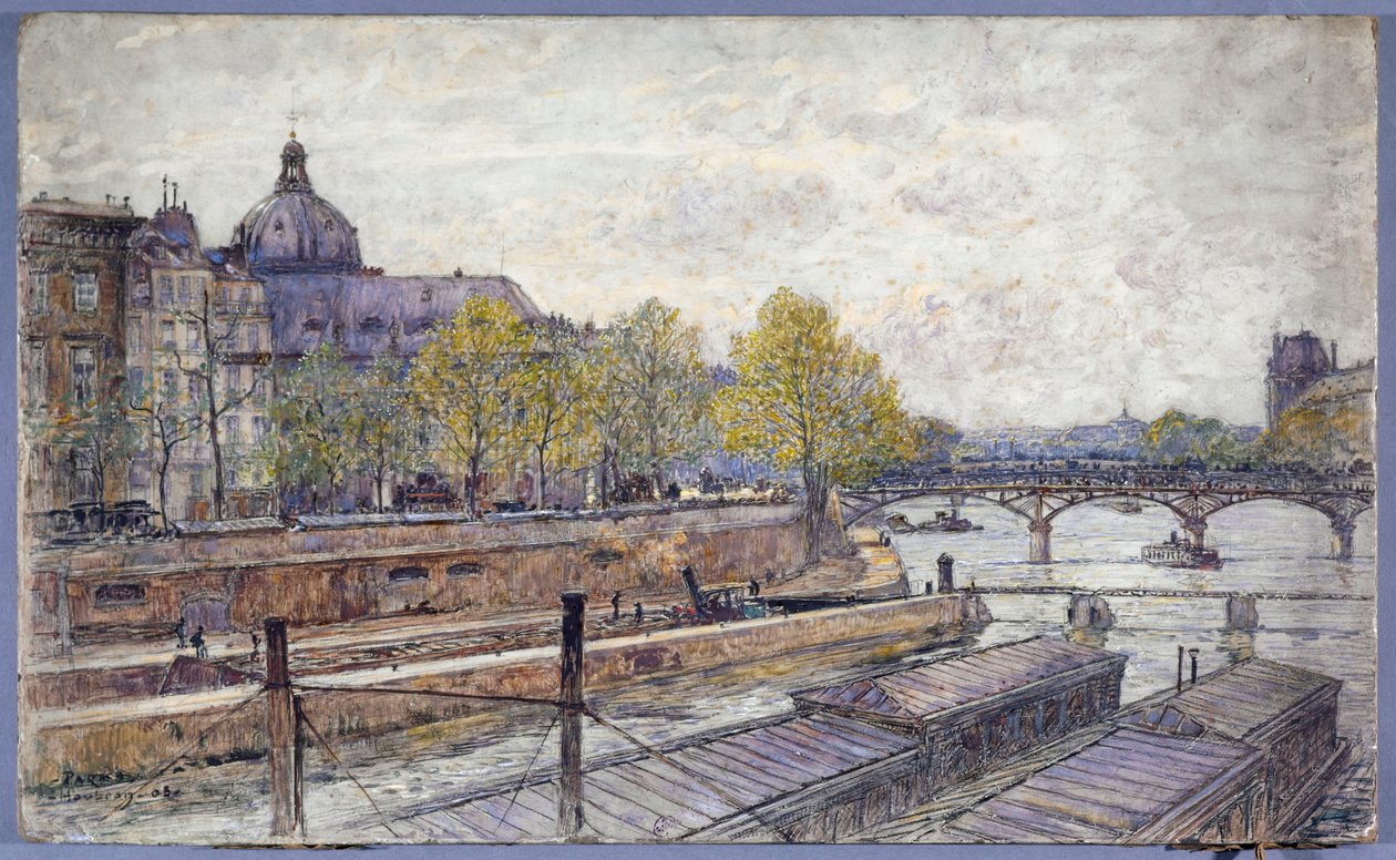 Francouzsky: Le quai Conti et le pont des Arts od Frederic Anatole Houbron