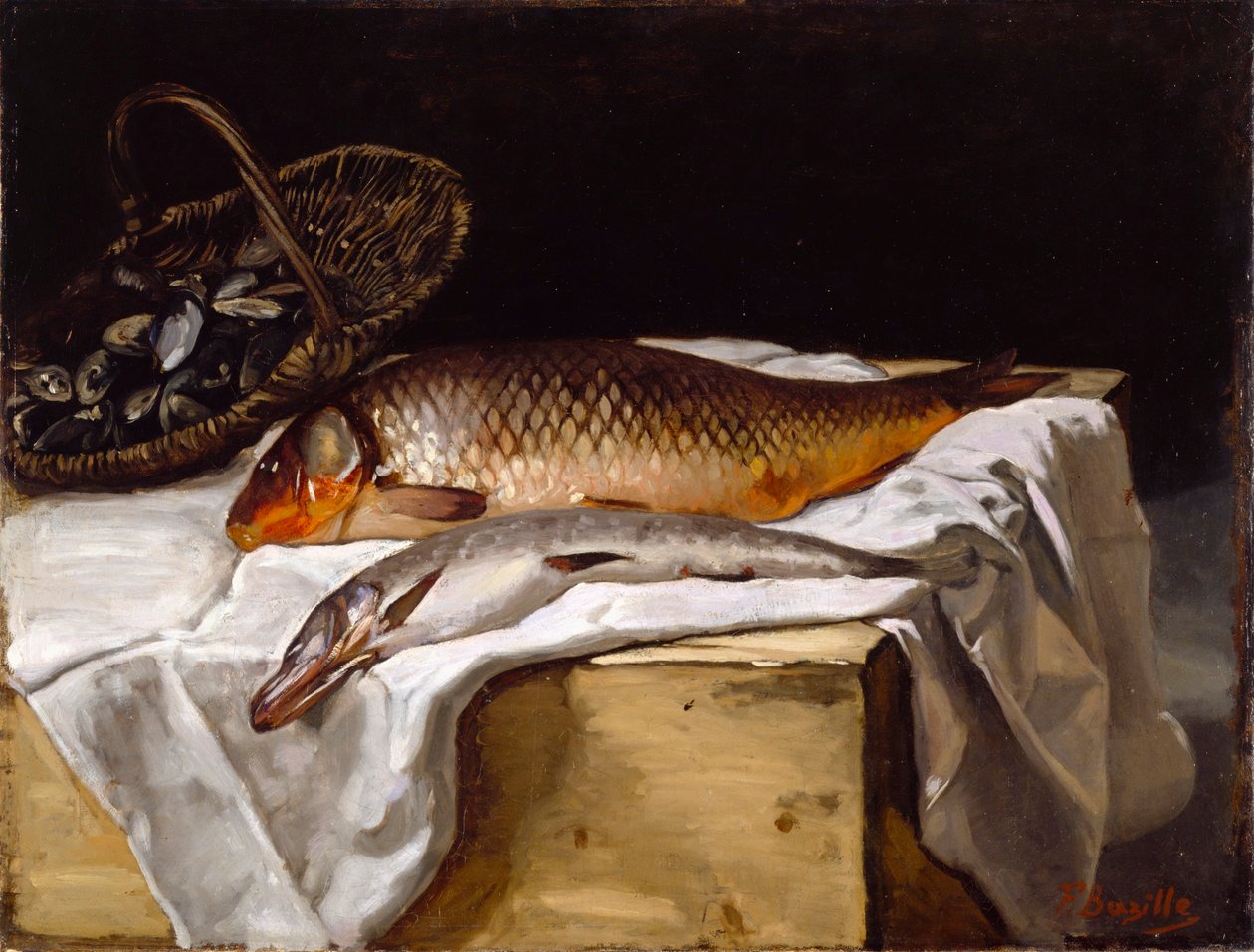 Zátiší s rybami od Frédéric Bazille