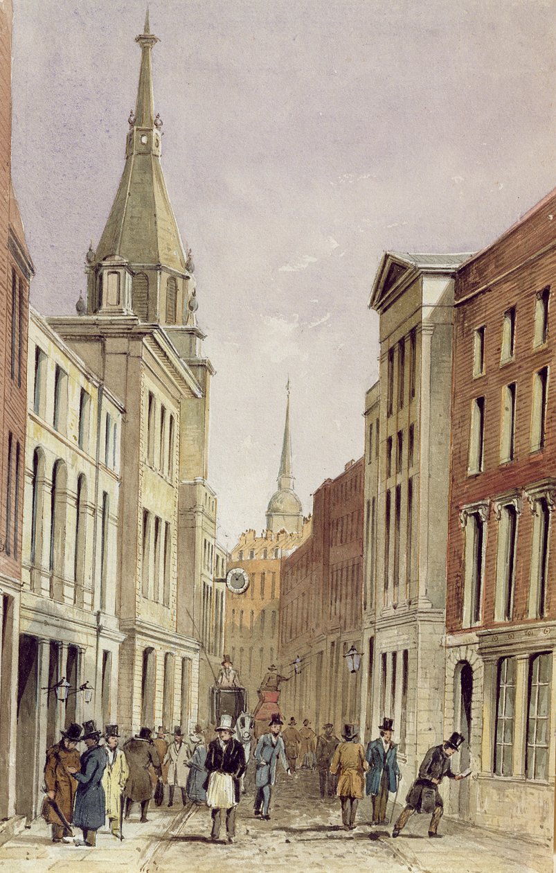 Lombard Street East, se St. Edmundem Kingem, kolem roku 1850 od Frederick Shepherd