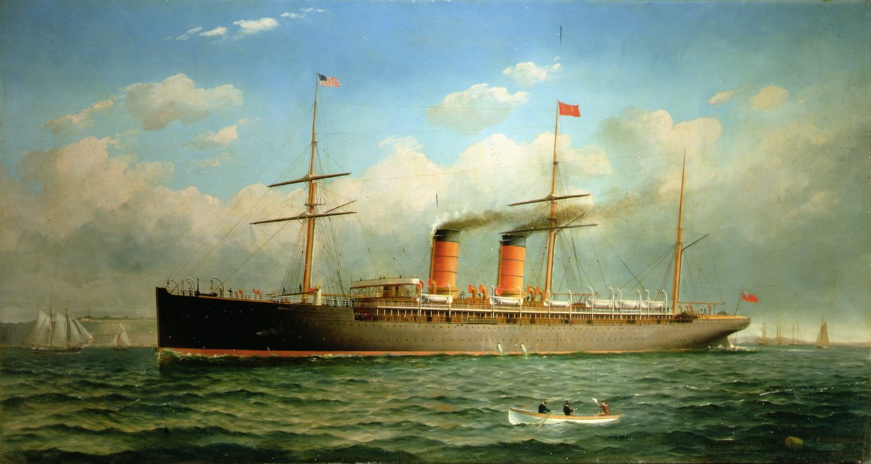 Cunard Liner R.M.S. Umbria u Brooklyn Heights, na East River, New York od Fred Pansing