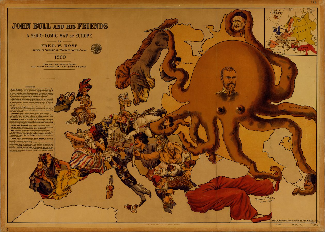 John Bull a jeho přátelé. Serio-komická mapa Evropy od Fred W. Rose