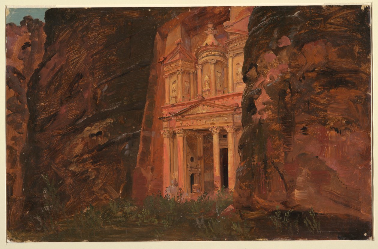 Kresba, El Khasneh, Petra, konec února 1868 od Frederic Edwin Church