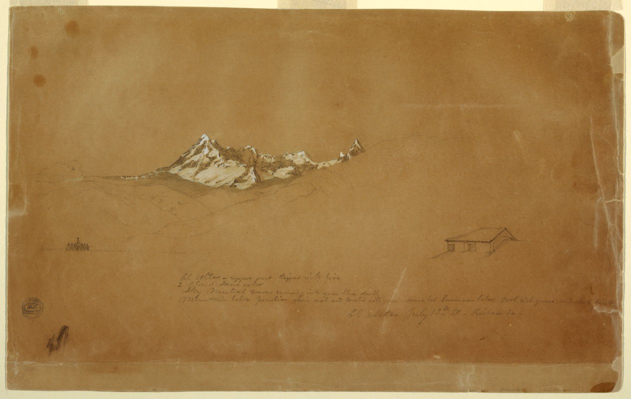 Kresba, Mount Altar, Ekvádor od Frederic Edwin Church