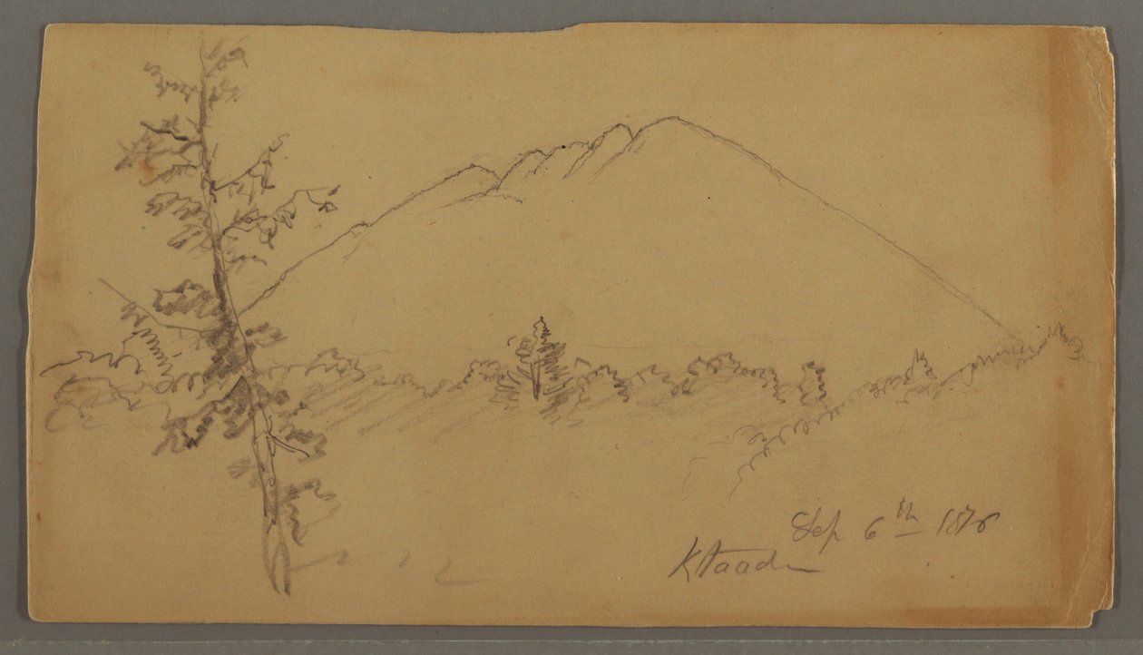 Kresba, Mt. Katahdin, lesy, strom v popředí od Frederic Edwin Church
