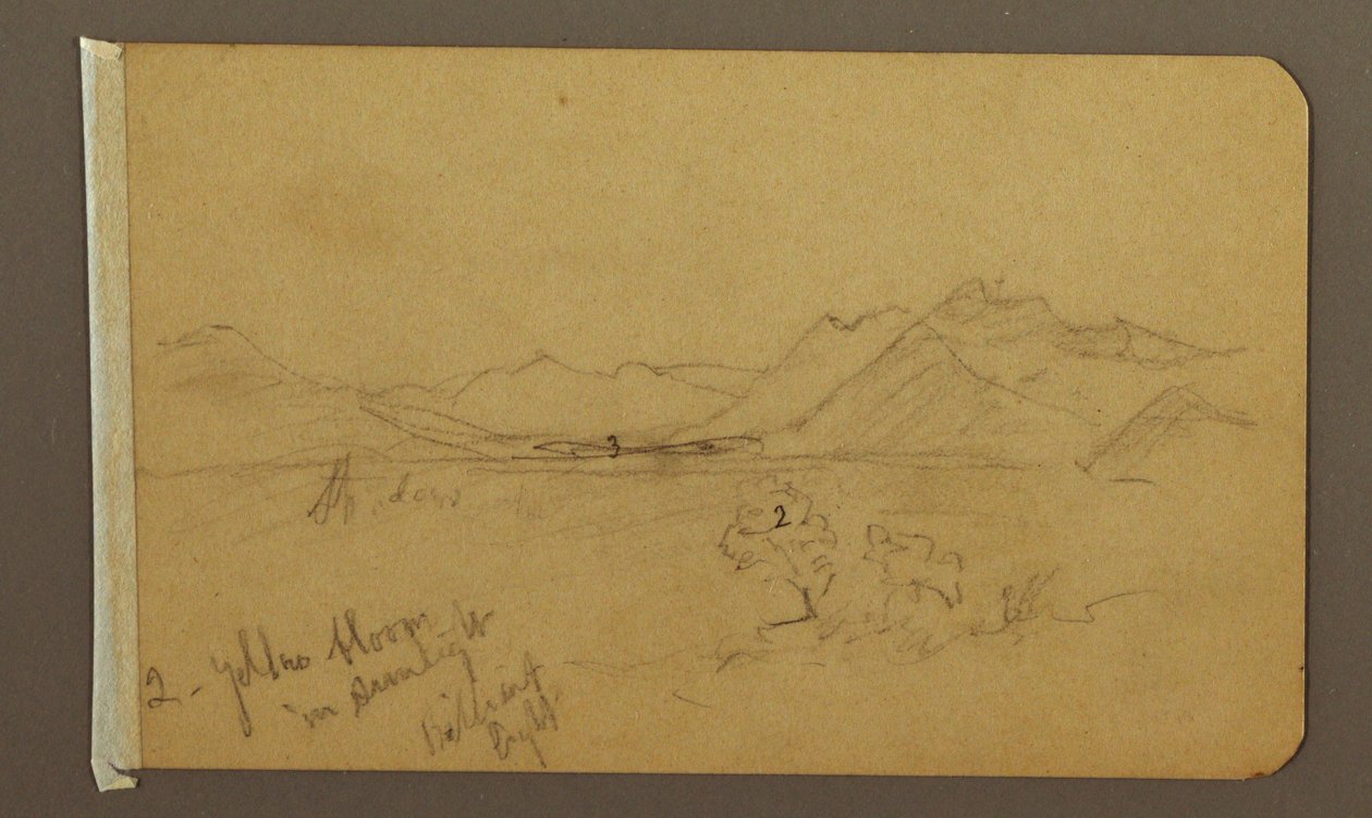 Kresba, údolí, hory, možná 1893 od Frederic Edwin Church