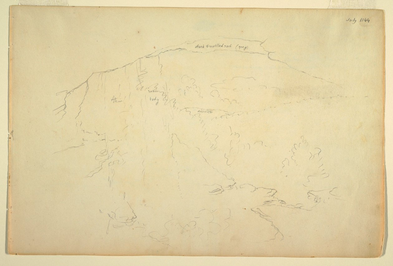 Kresba, zalesněný svah, Catskill Mountains, červenec 1844 od Frederic Edwin Church