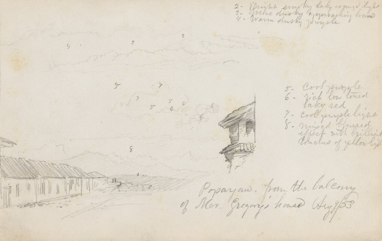 Popayan, Kolumbie; Verso- Horská krajina, Kolumbie od Frederic Edwin Church