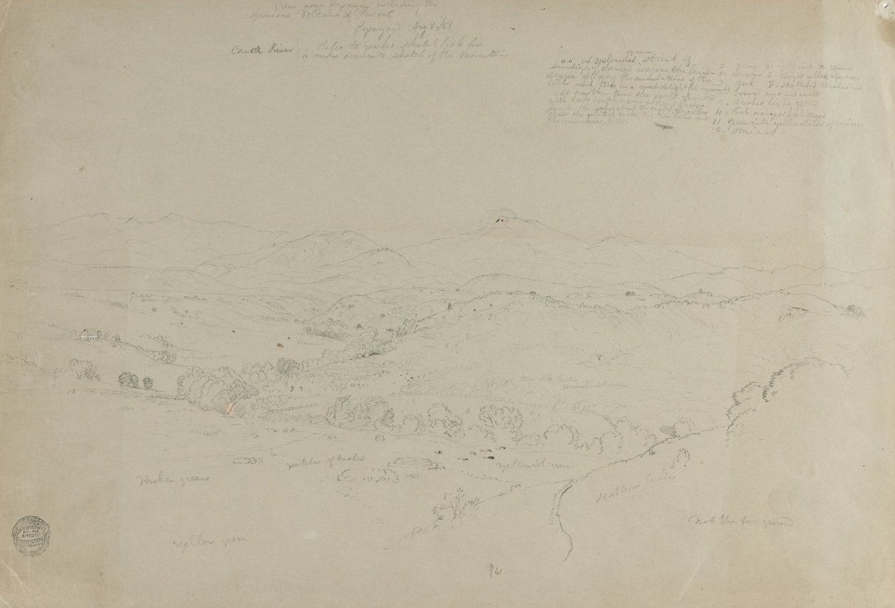 Studie. Krajina s horou Puresé. Skica. Krajina. od Frederic Edwin Church
