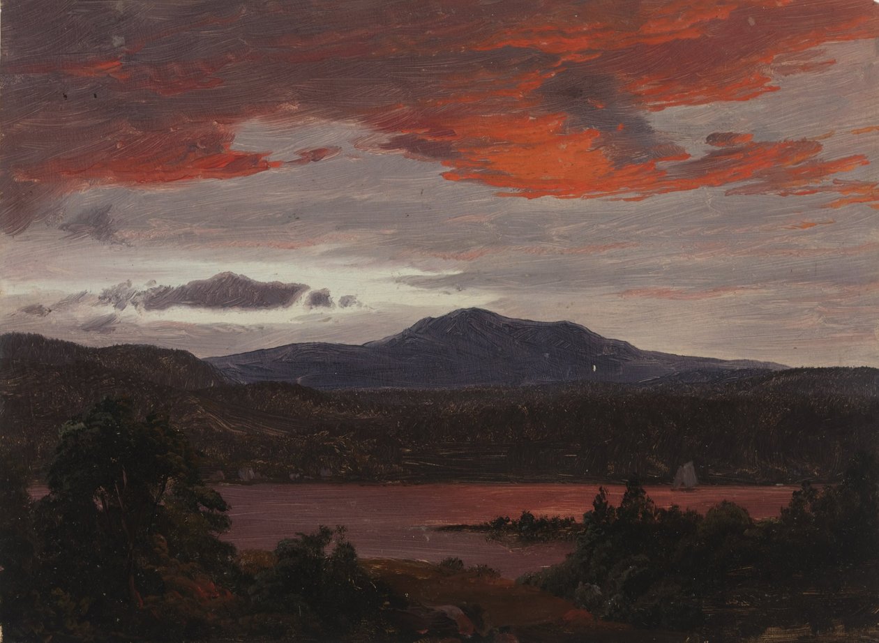Rybník Turner s vrcholem Pomola a vrcholem Baxter, Maine. od Frederic Edwin Church