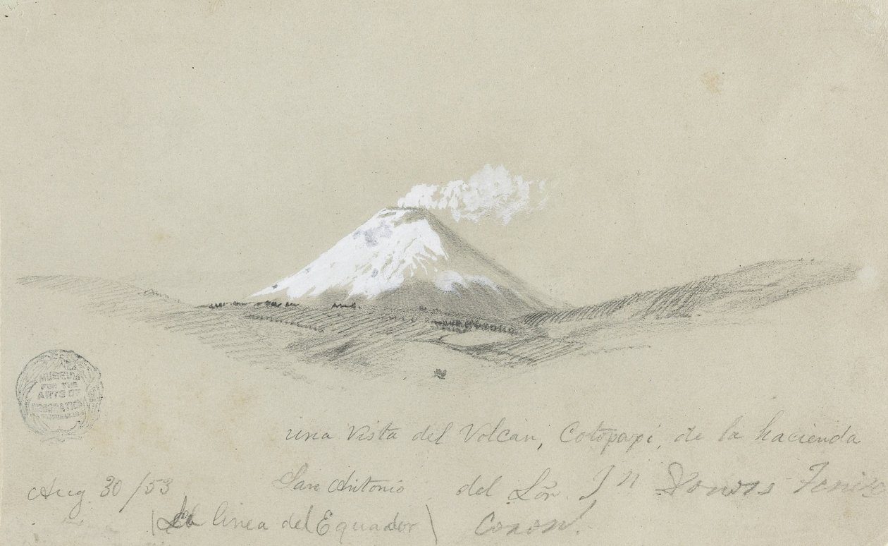 Pohled na Cotapaxi z Hacienda San Antonio, Ekvádor od Frederic Edwin Church