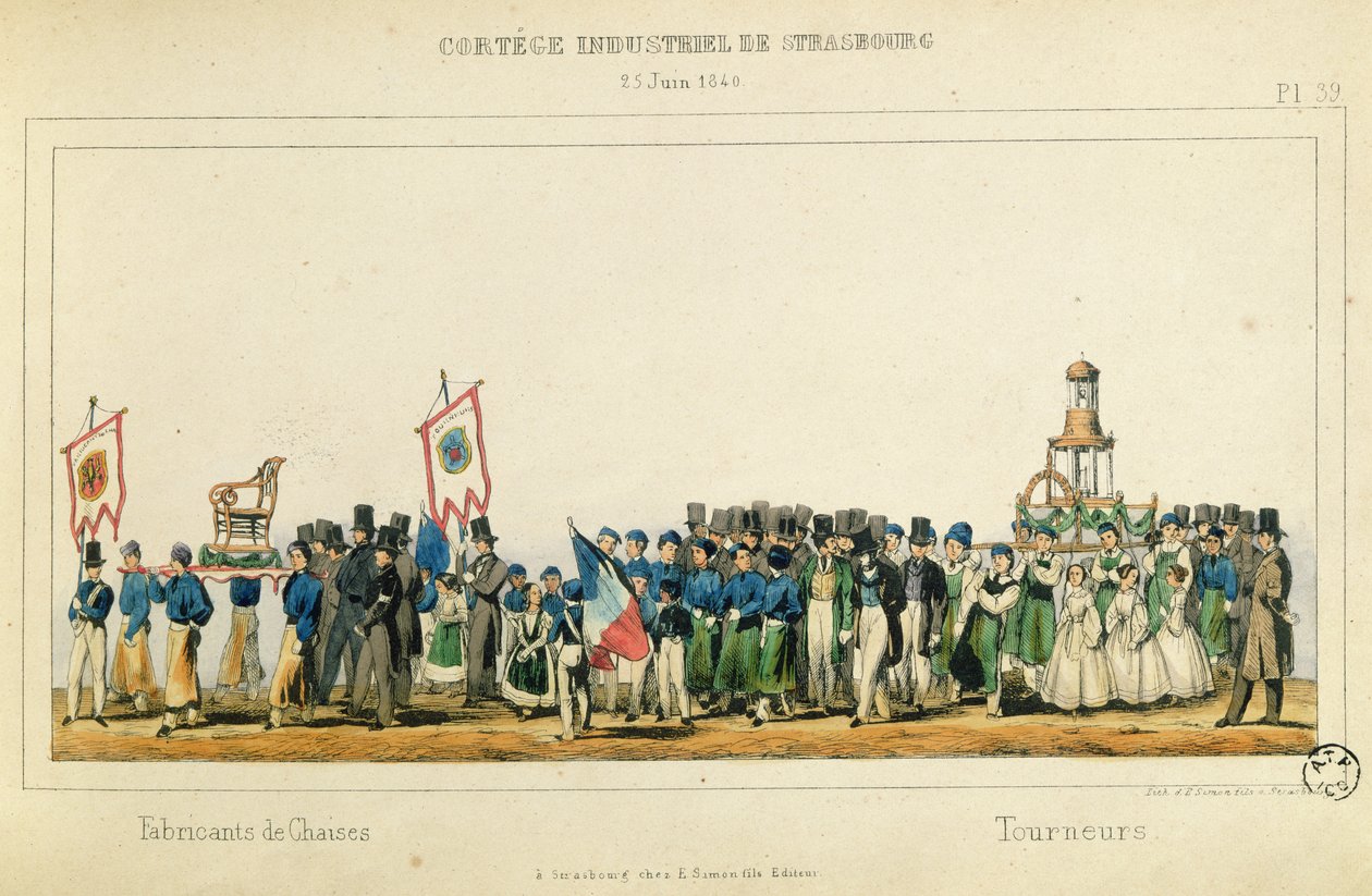 Průvod výrobců židlí ve Štrasburku, 25. června 1840 od Frederic Emile Simon